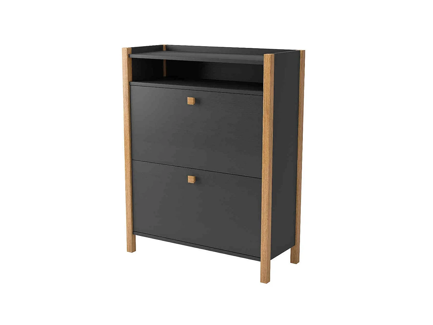 Meuble à chaussures 2 portes en bois anthracite - MC0038