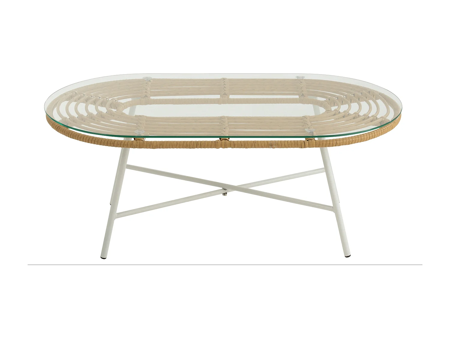 Table Basse de Jardin "Celeste" 90cm Naturel & Blanc