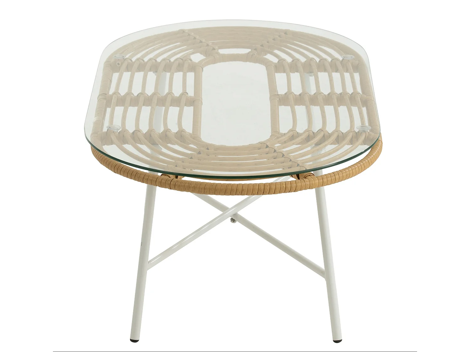 Table Basse de Jardin "Celeste" 90cm Naturel & Blanc
