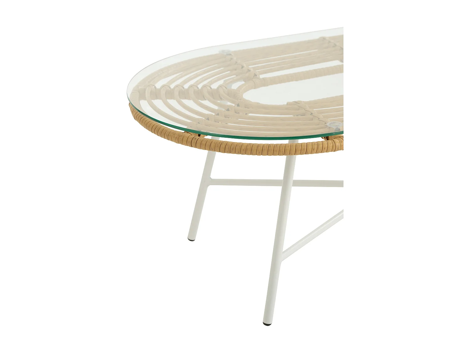 Table Basse de Jardin "Celeste" 90cm Naturel & Blanc