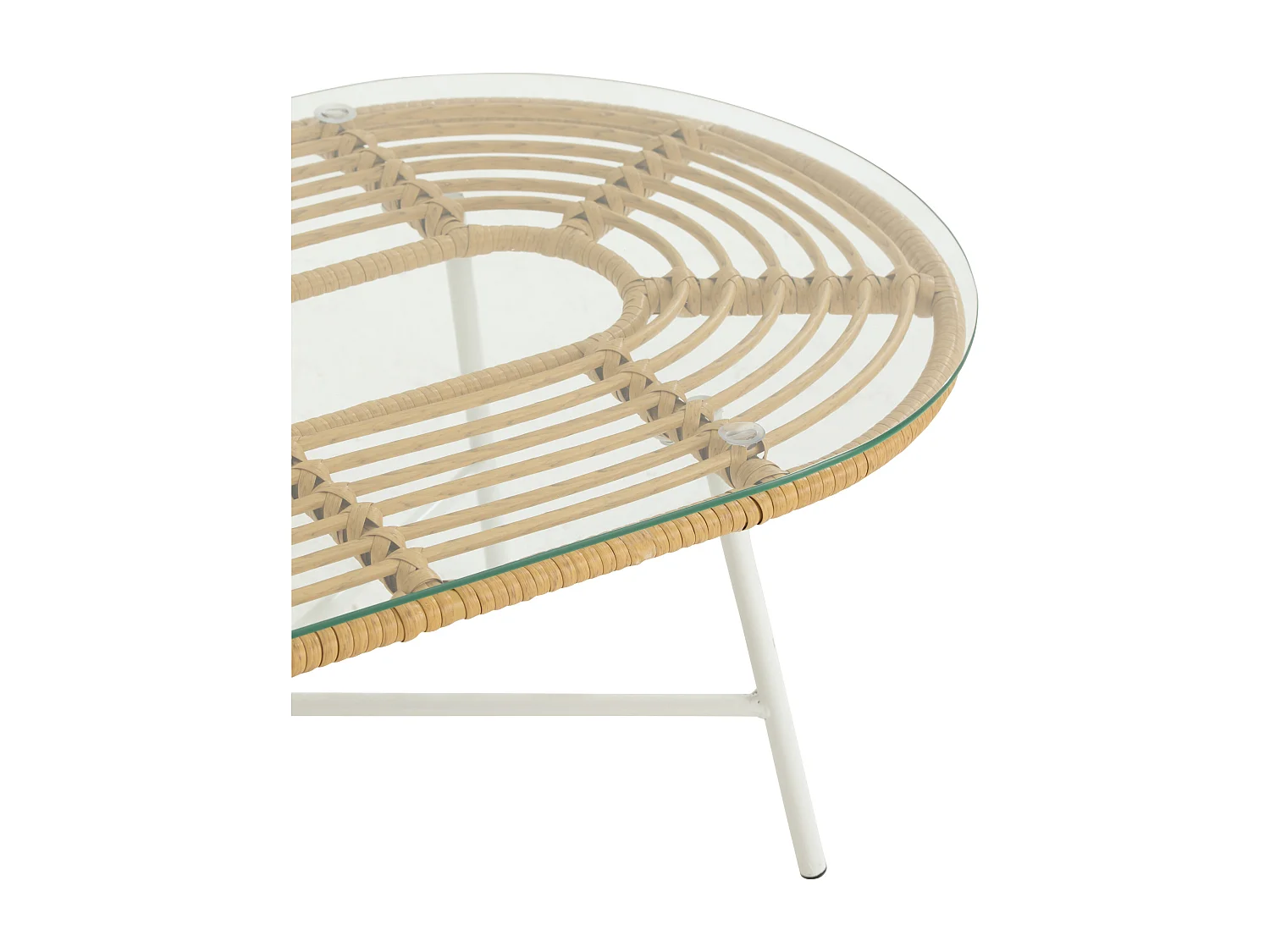 Table Basse de Jardin "Celeste" 90cm Naturel & Blanc