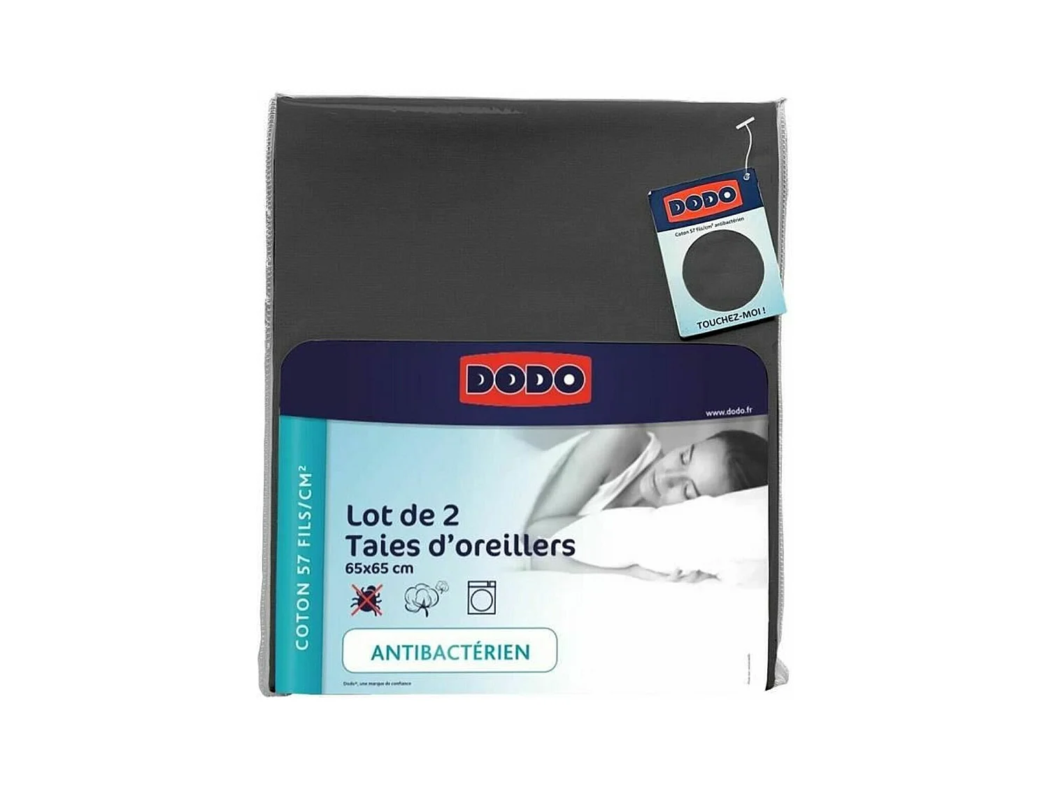 Lot de 2 taies d'oreiller carrées - 65x65 cm - Fabriqué en France