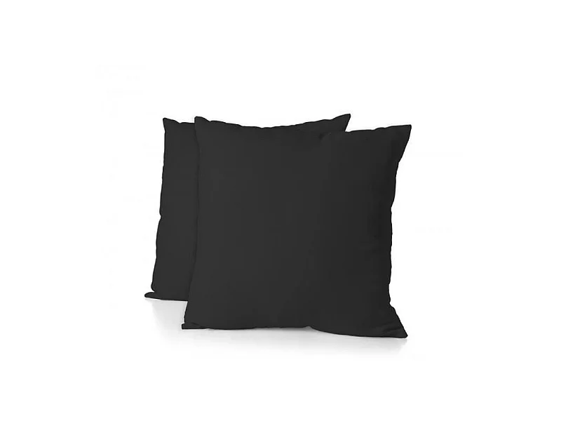 Lot de 2 taies carrées 100% coton - Noir - 63x63 cm