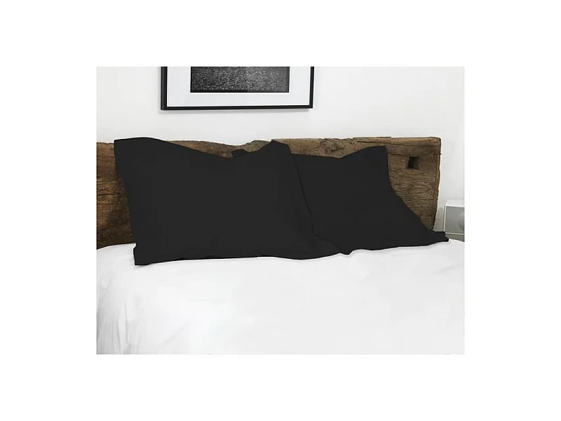 Lot de 2 taies carrées 100% coton - Noir - 63x63 cm