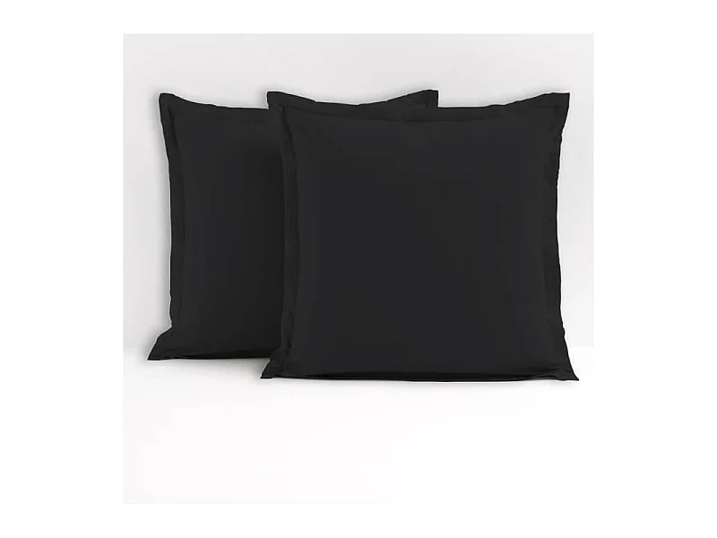 Lot de 2 taies carrées 100% coton - Noir - 63x63 cm