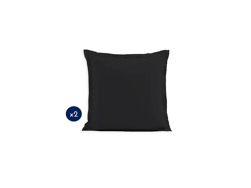 Lot de 2 taies carrées 100% coton - Noir - 63x63 cm