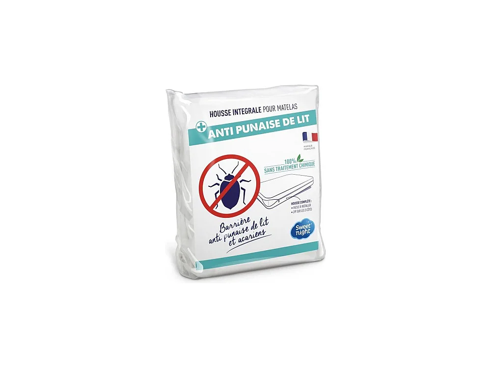 SWEET NIGHT Housse complete pour matelas Anti-acariens Anti punaise de lit - 90 x 190/200 cm - Blanc