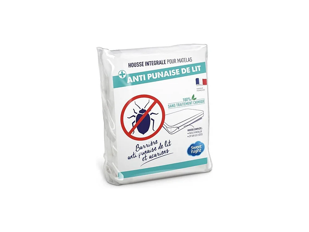 Housse de matelas Anti-acariens et Anti punaise de lit - 90 x 190/200 cm - Blanc