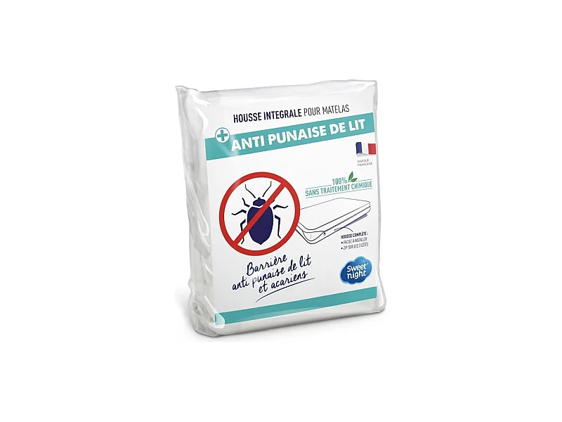 Housse de Matelas Anti-acariens et Anti Punaises de Lit - 160 x 200 cm - Blanc