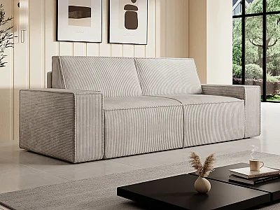 Beige kordfløyel 3-seters sofa AMELIA