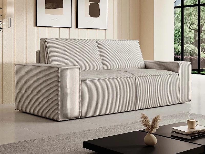 Sofá de 2 plazas de pana beige AMELIA