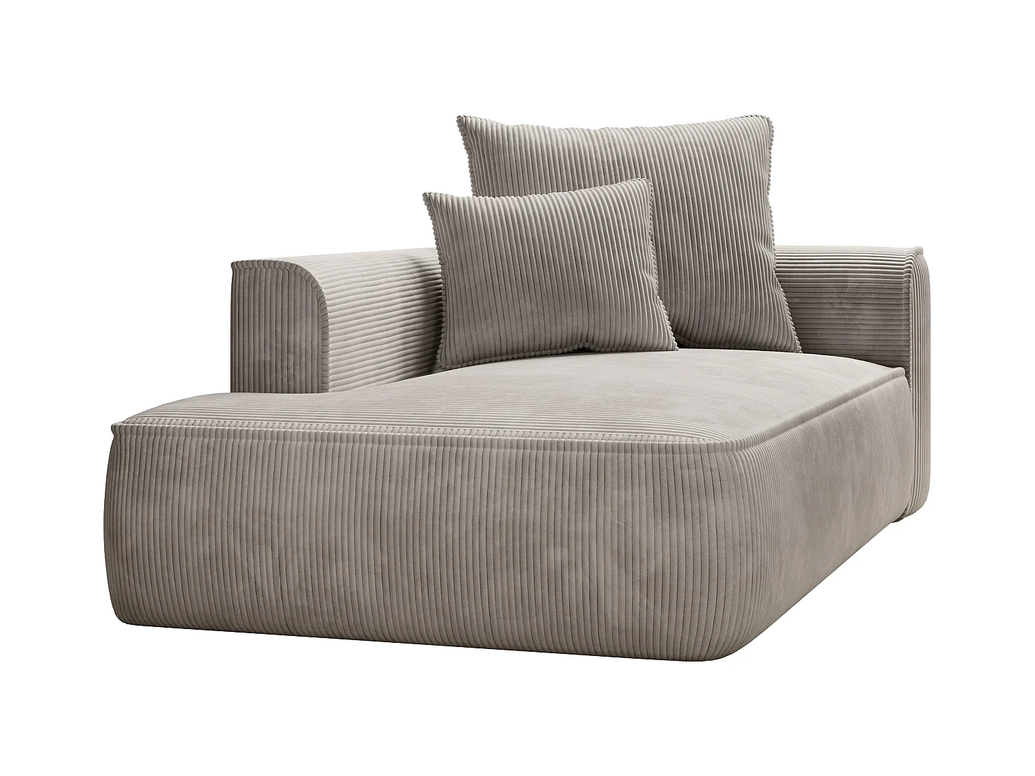 Chaise longue direita veludo canelado bege - PINETA