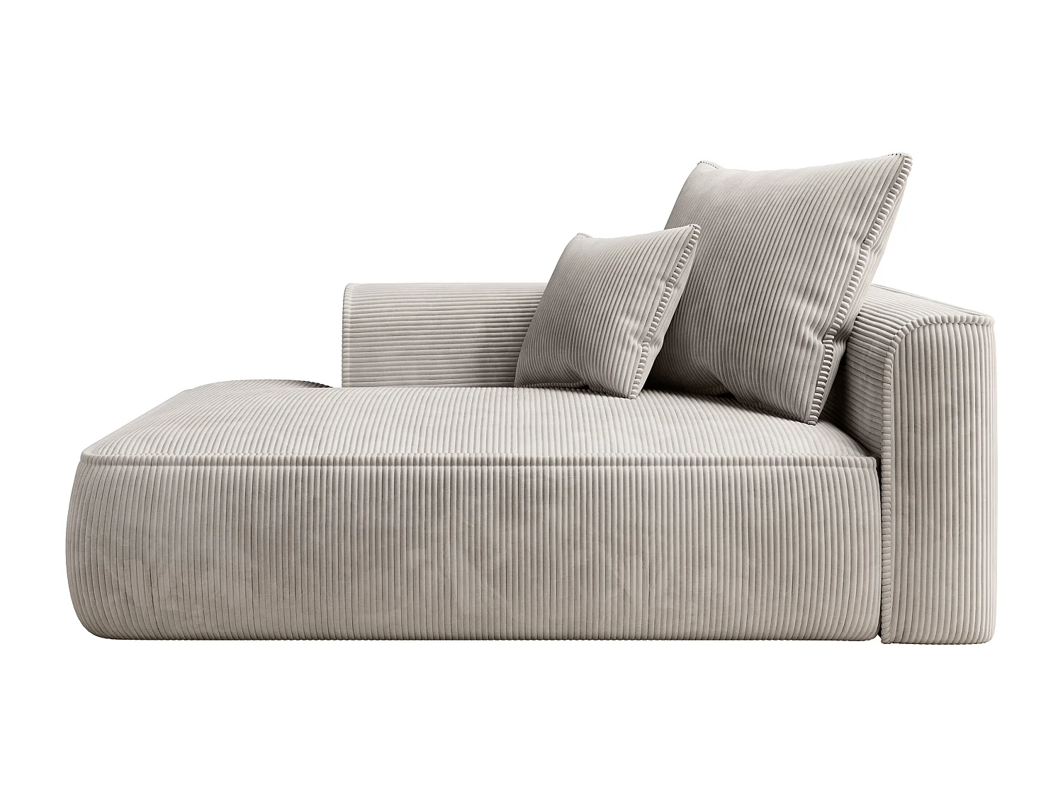 Chaise longue direita veludo canelado bege - PINETA