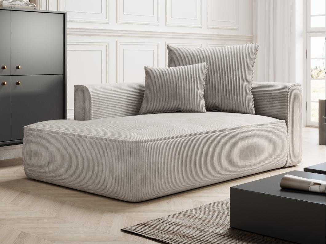 Chaise longue met hoek links van beige ribfluweel PINETA