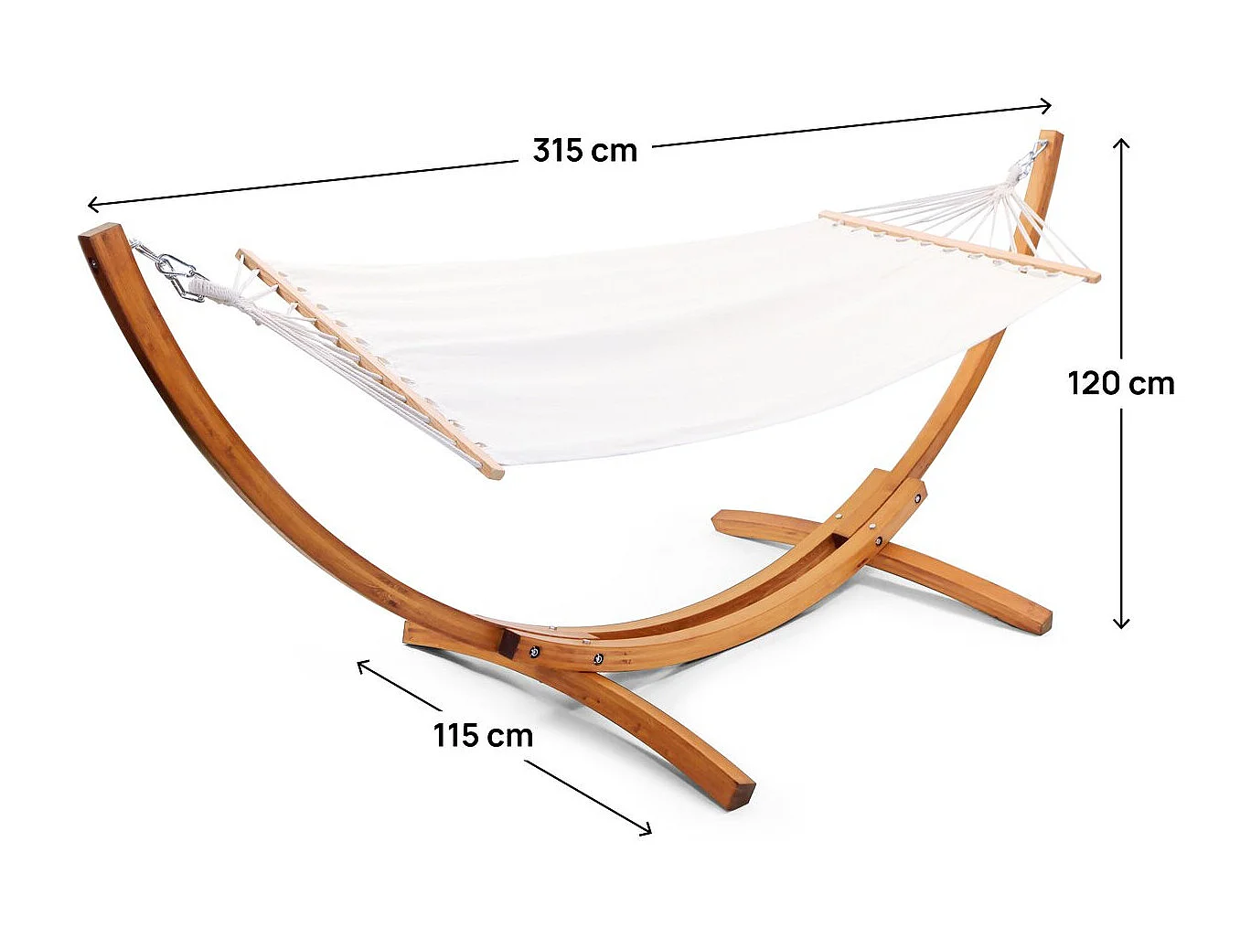 Amaca di legno con tela di cotone "Dallas" - 3 m - Ecru