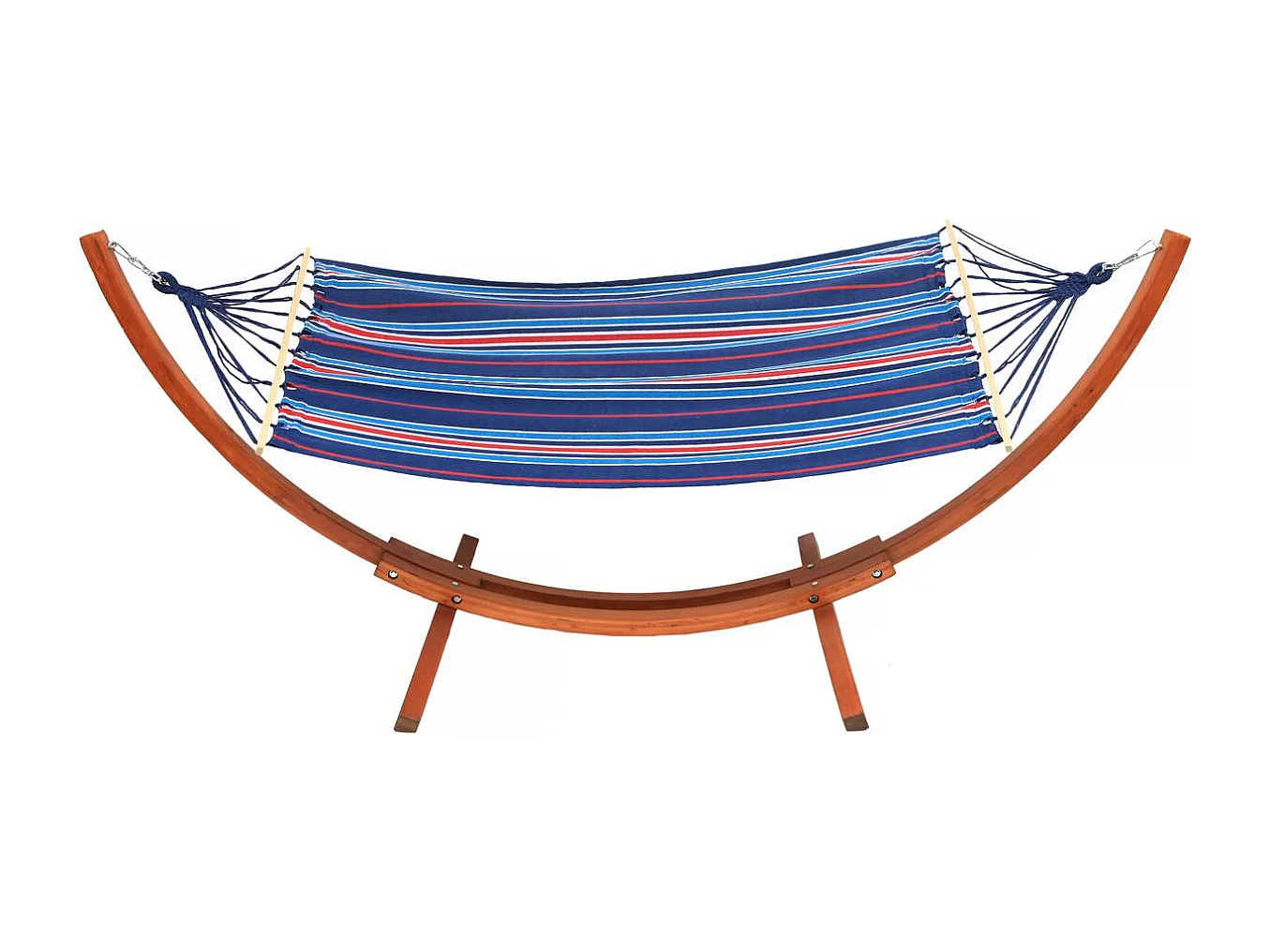 Hamac bois avec toile en coton "Dallas" - 3 m - Bleu mélangé