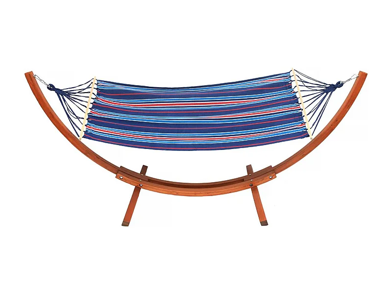 Hamac bois avec toile en coton "Dallas" - 3 m - Bleu mélangé