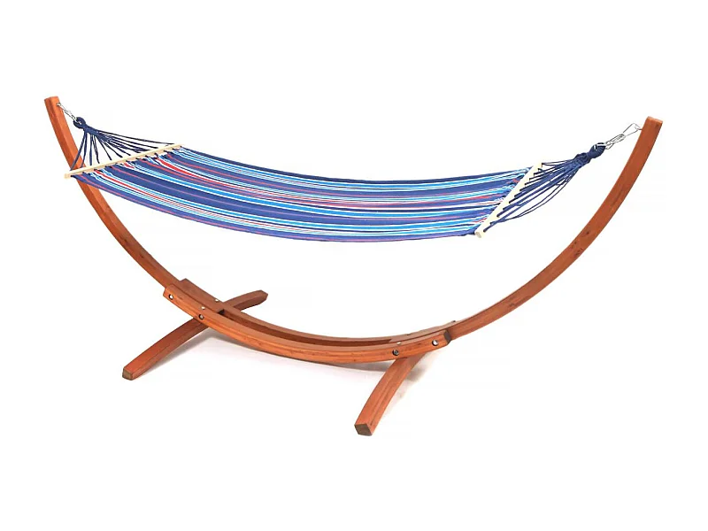 Hangmat met houten onderstel katoenen doek "Dallas" - 3 m - Blauwe tinten