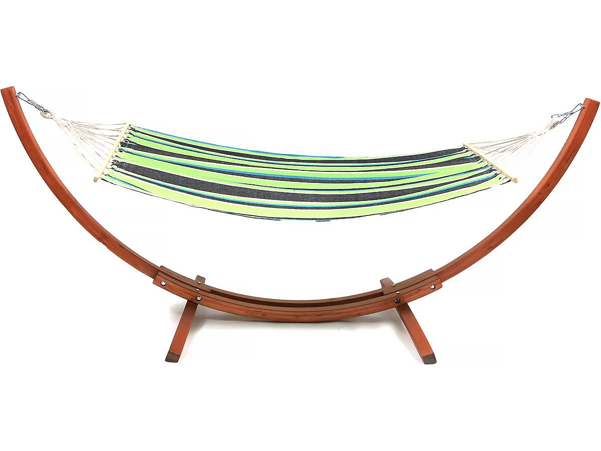 Hamac bois avec toile en coton "Dallas" - 3 m - Vert mélangé