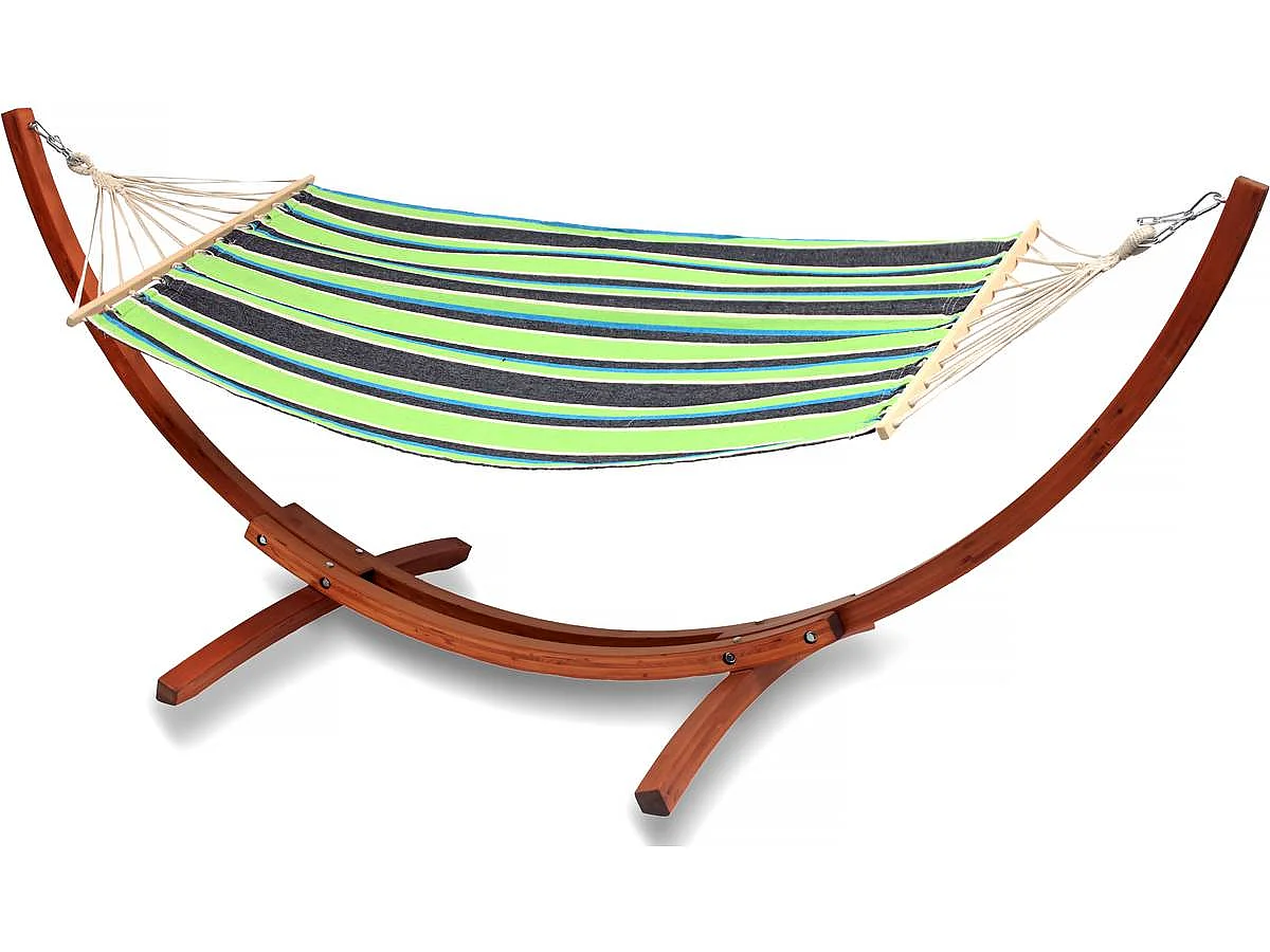 Hamac bois avec toile en coton "Dallas" - 3 m - Vert mélangé