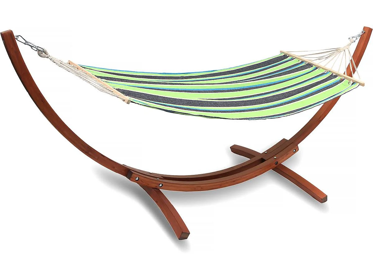 Drewniany hamak "Dallas" z płótnem bawełnianym - 3 m - Kolorystyka zielona