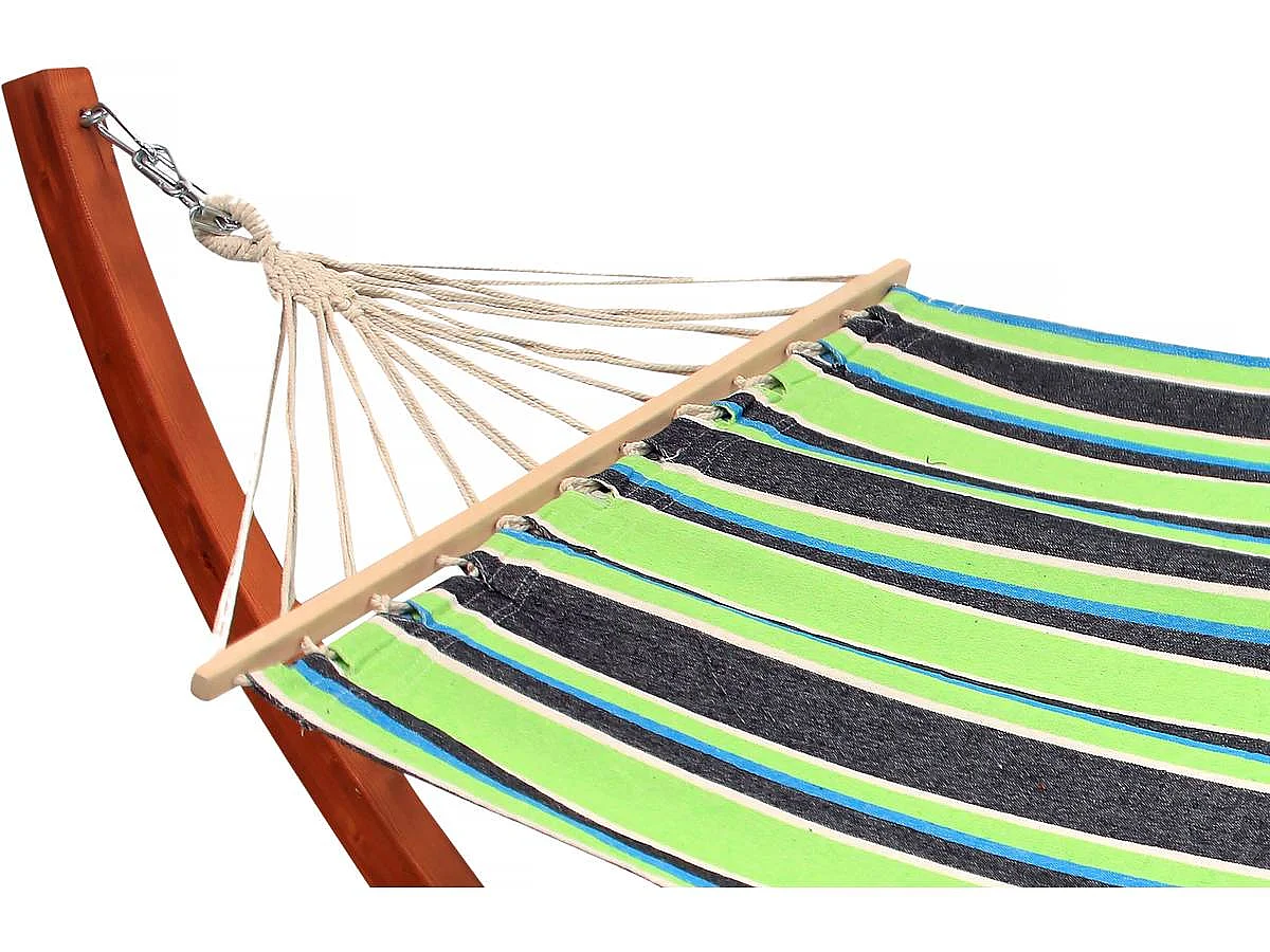 Drewniany hamak "Dallas" z płótnem bawełnianym - 3 m - Kolorystyka zielona