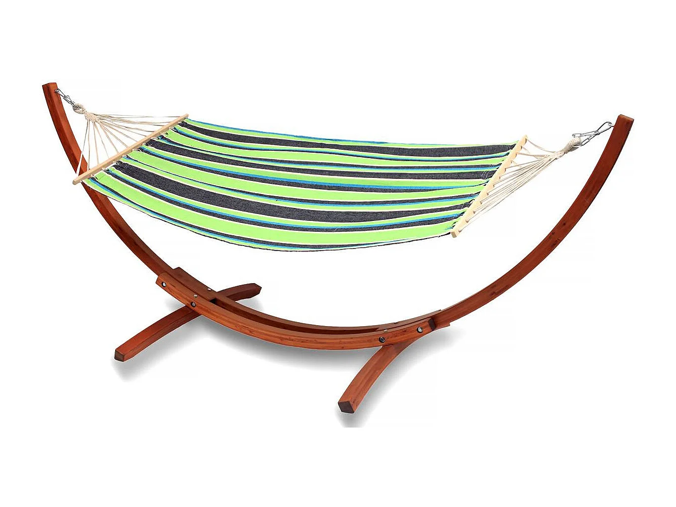 Rede de madeira com lona de algodão "Dallas" - 3 m - Verde misto