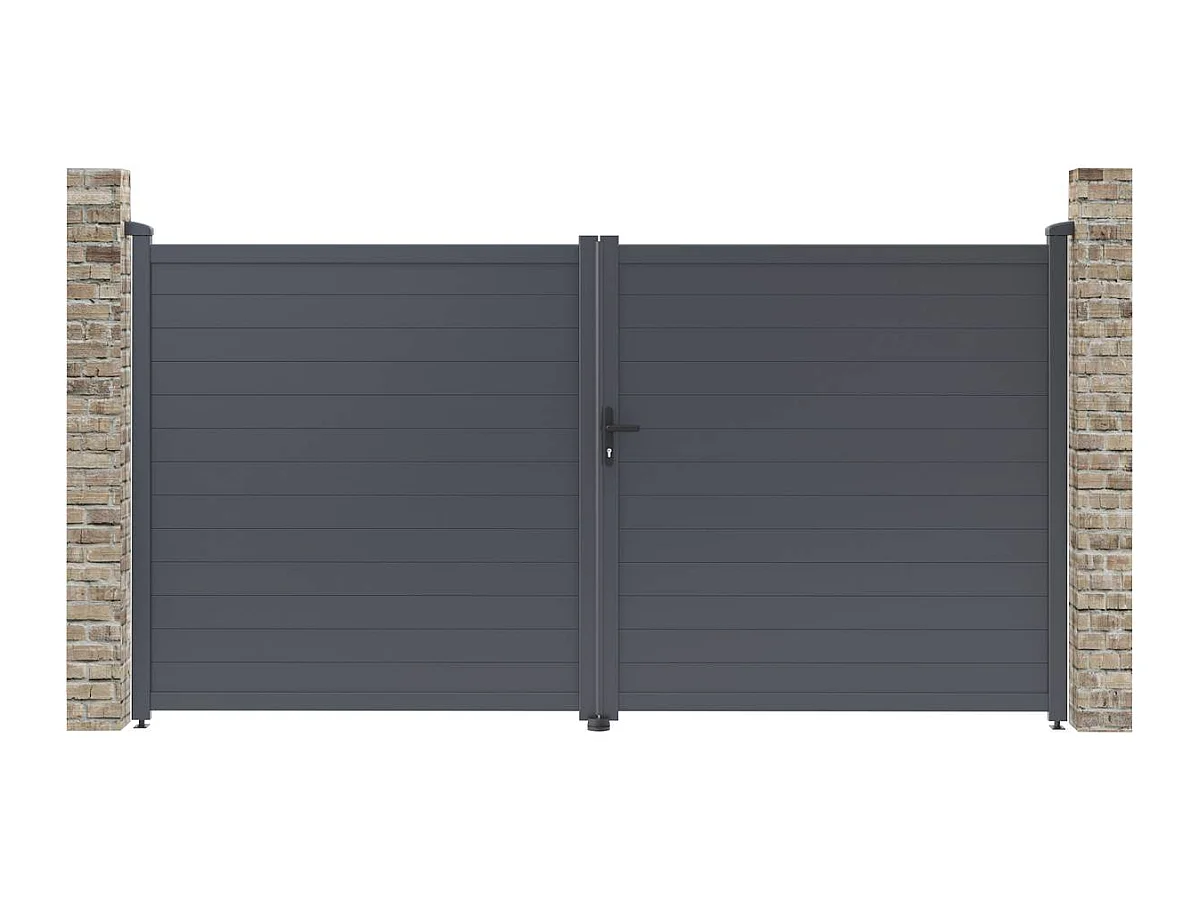 Portail aluminium "Marc" - 349.5 x 180.9 cm - Gris