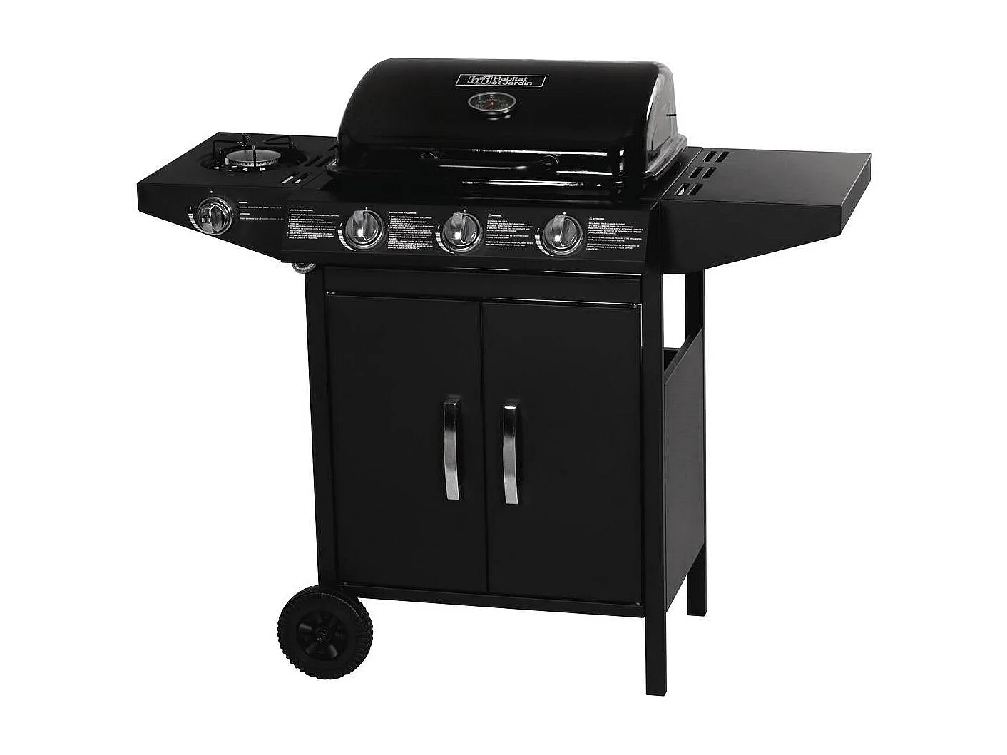 Barbecue gaz "Festa 4" - 4 brûleurs dont 1 latéral - 10.5kW - Noir