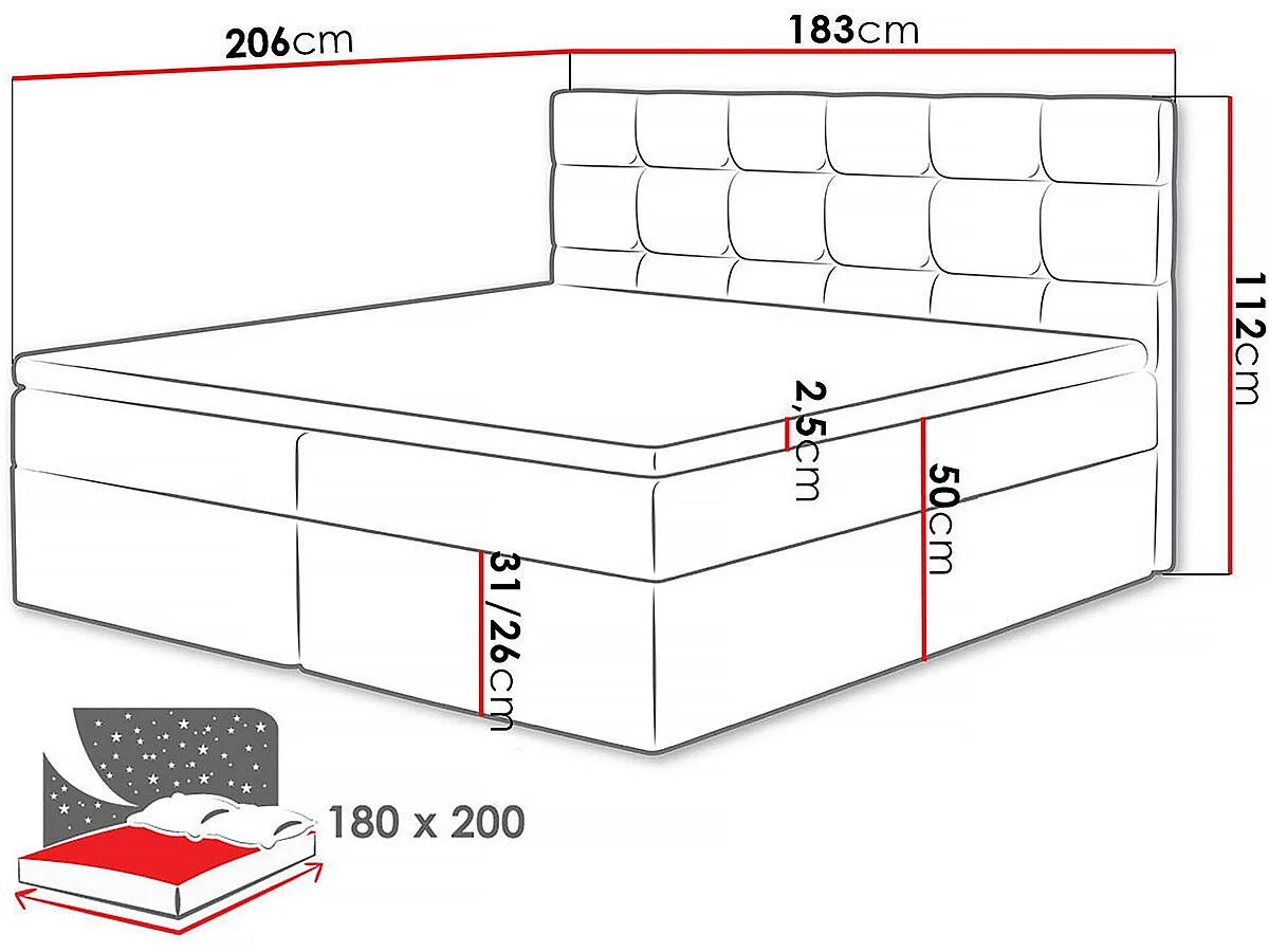 Lit double "Palacio" - 180 x 200 cm - Blanc