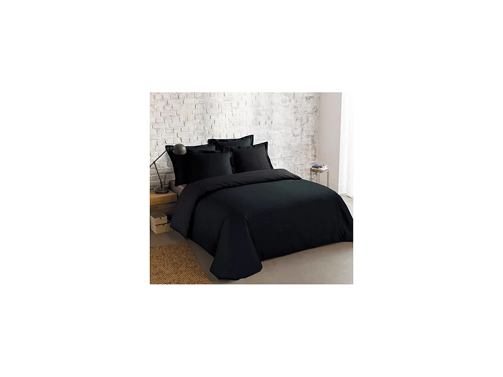 Parure de couette unie - 200 x 200 cm - Noir