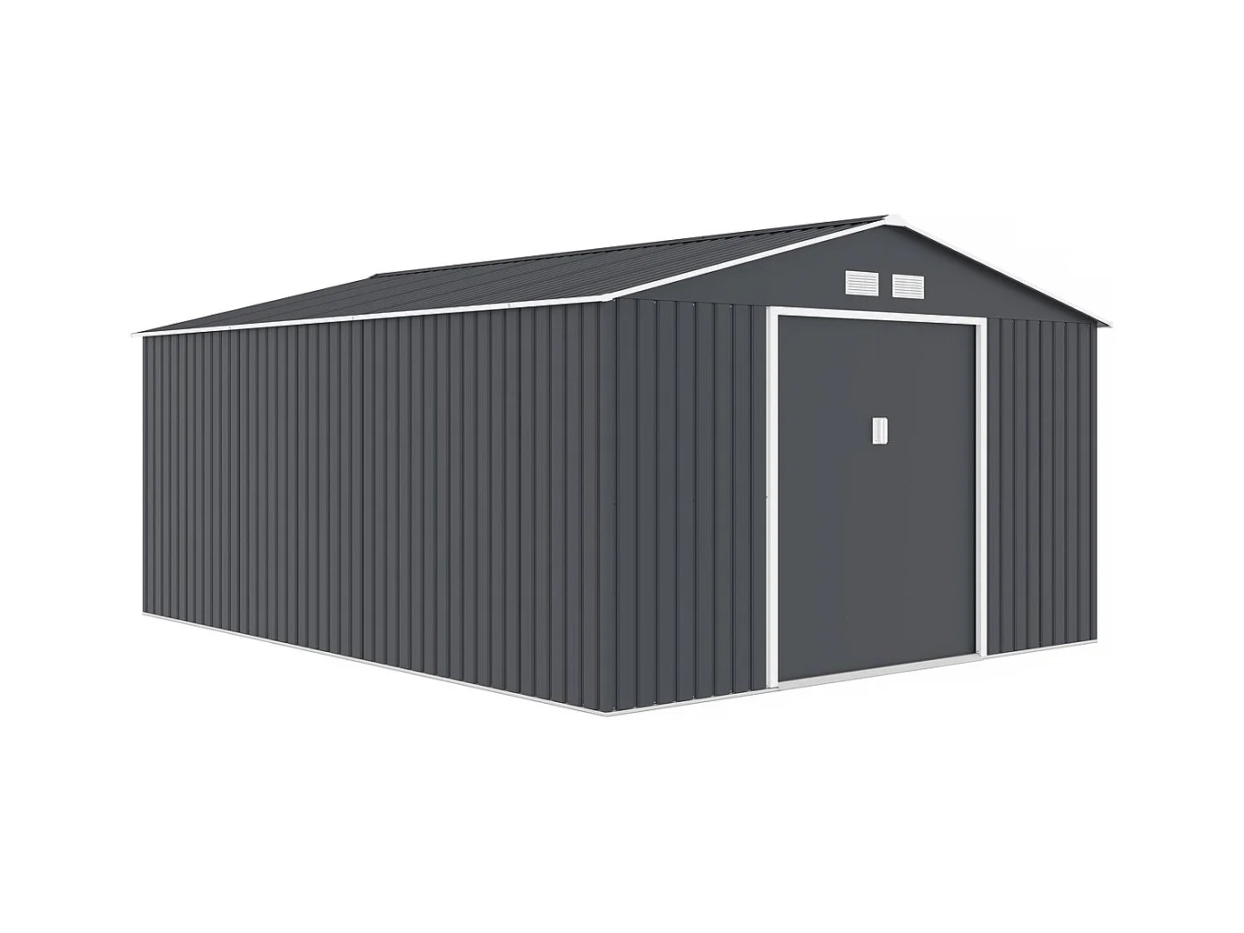 Metalen tuinhuis "Vegas" 15m² met dubbele schuifdeur en optimale ventilatie - Grijs