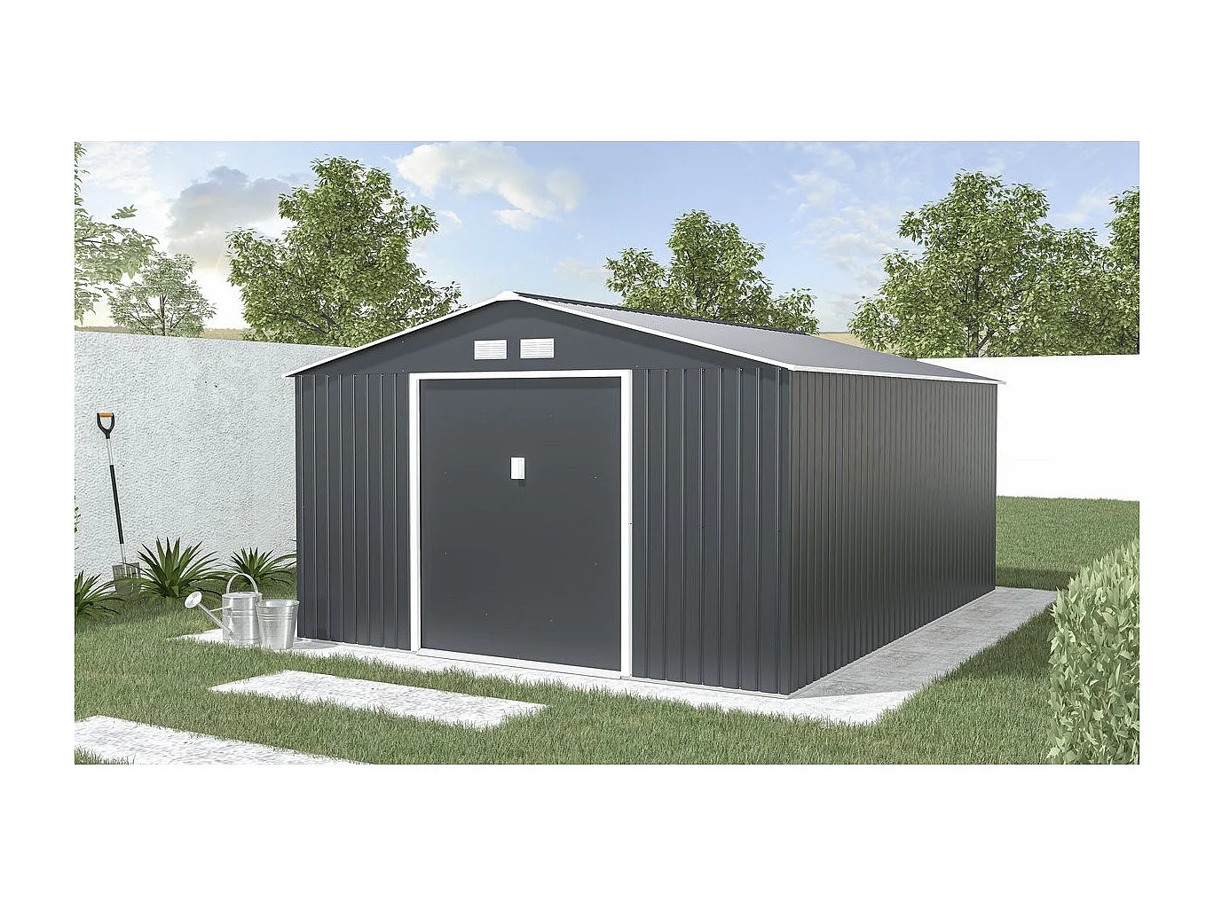Abri de jardin métal "Vegas"- 15 m² - Gris