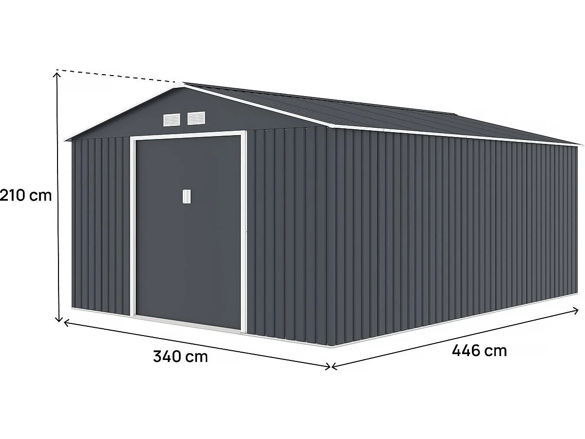 Abri de jardin métal "Vegas"- 15 m² - Gris