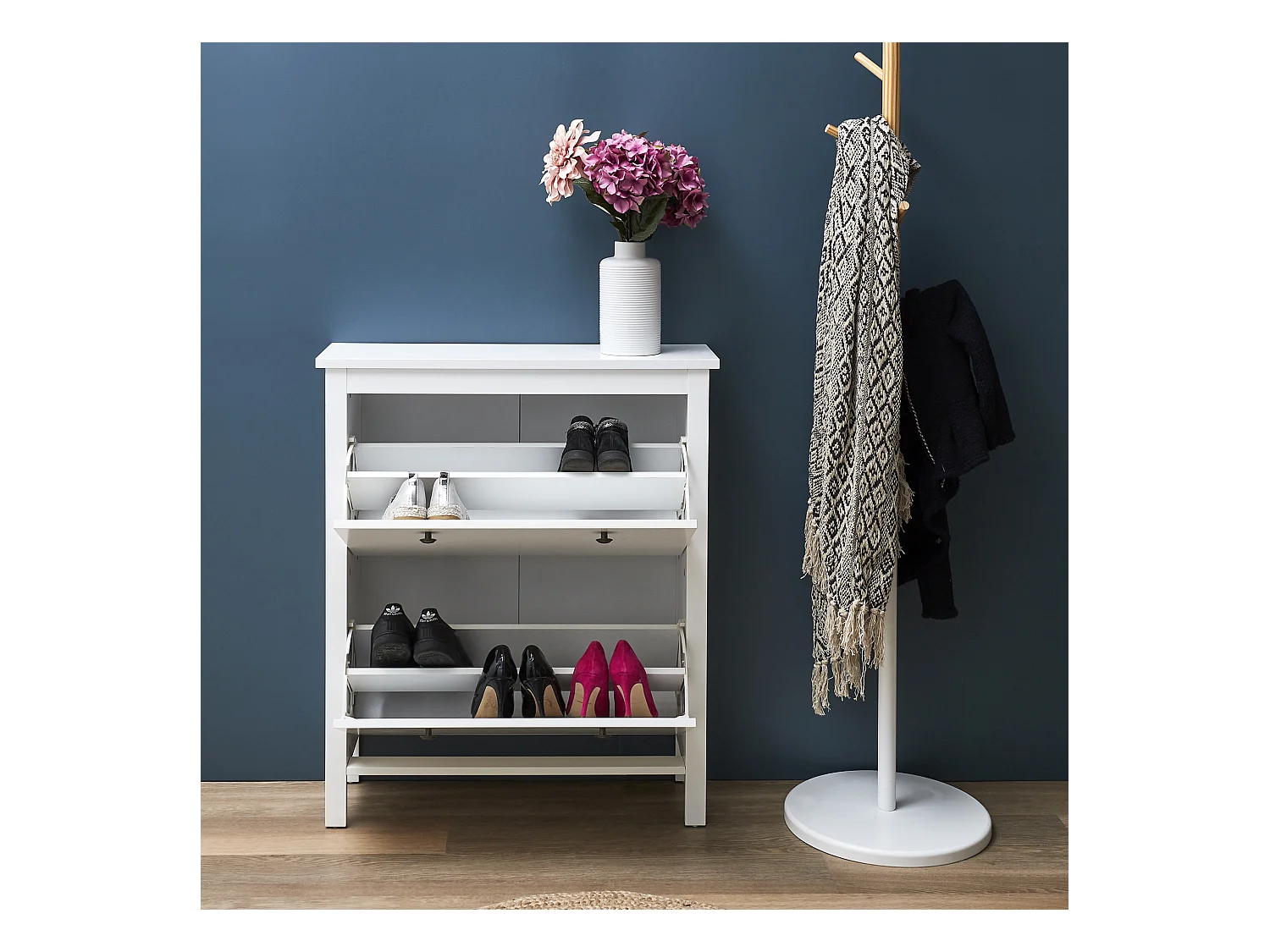Meuble A Chaussures 2 Portes Elisabeth Blanc