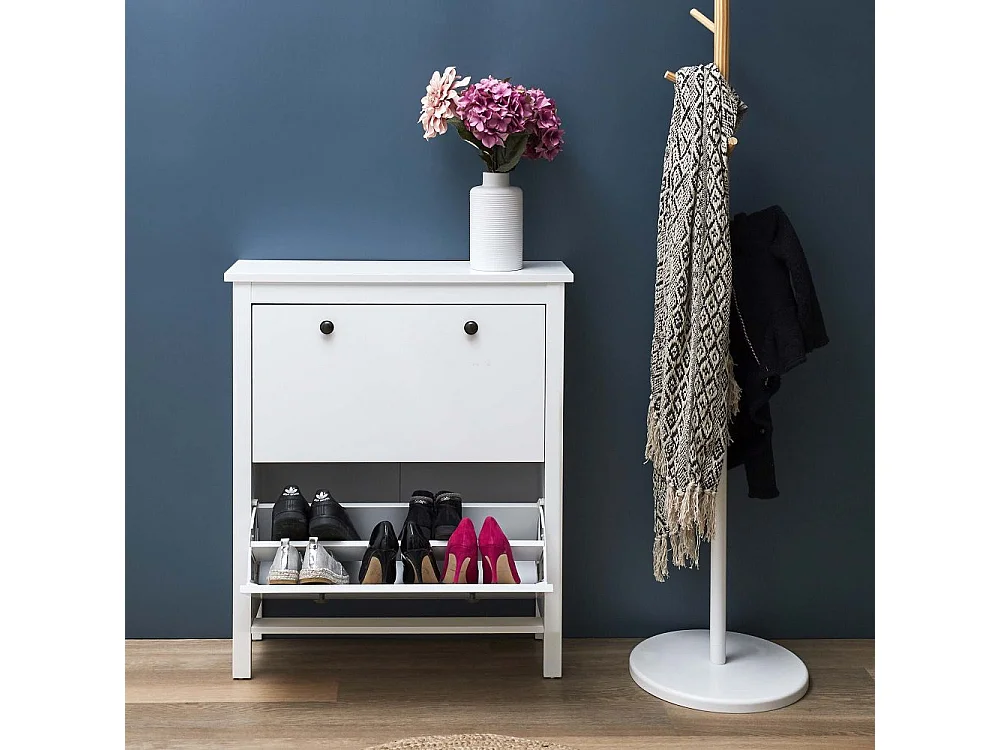 Meuble A Chaussures 2 Portes Elisabeth Blanc