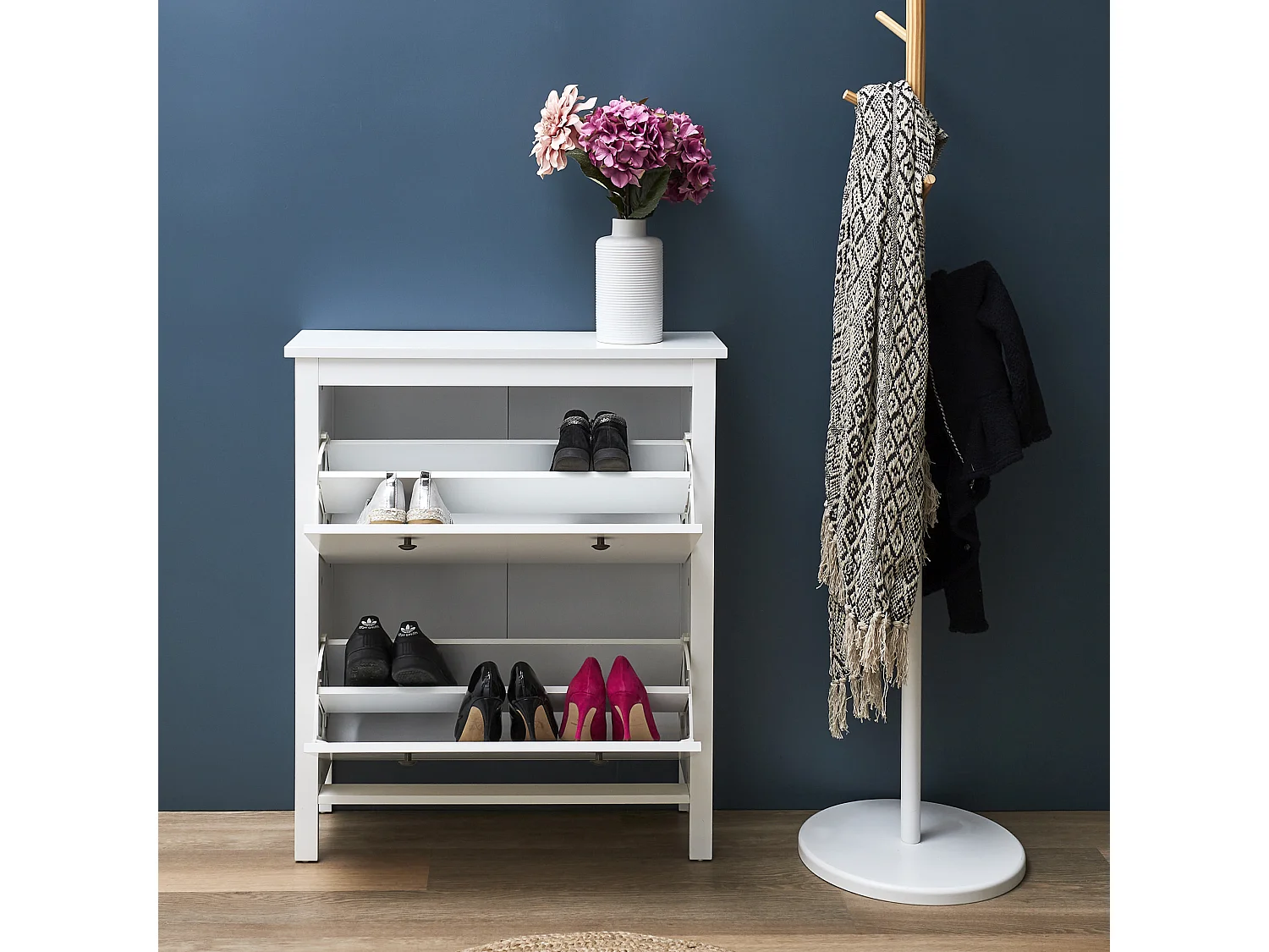 Meuble A Chaussures 2 Portes Elisabeth Blanc