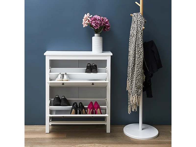 Meuble A Chaussures 2 Portes Elisabeth Blanc