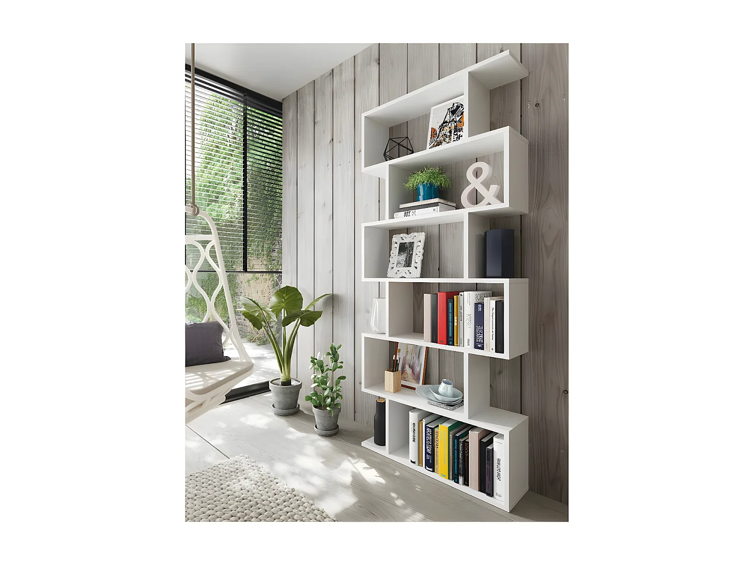 Bibliothèque 6 niveaux Blanc - TABA - L 80 x l 24 x H 192 cm