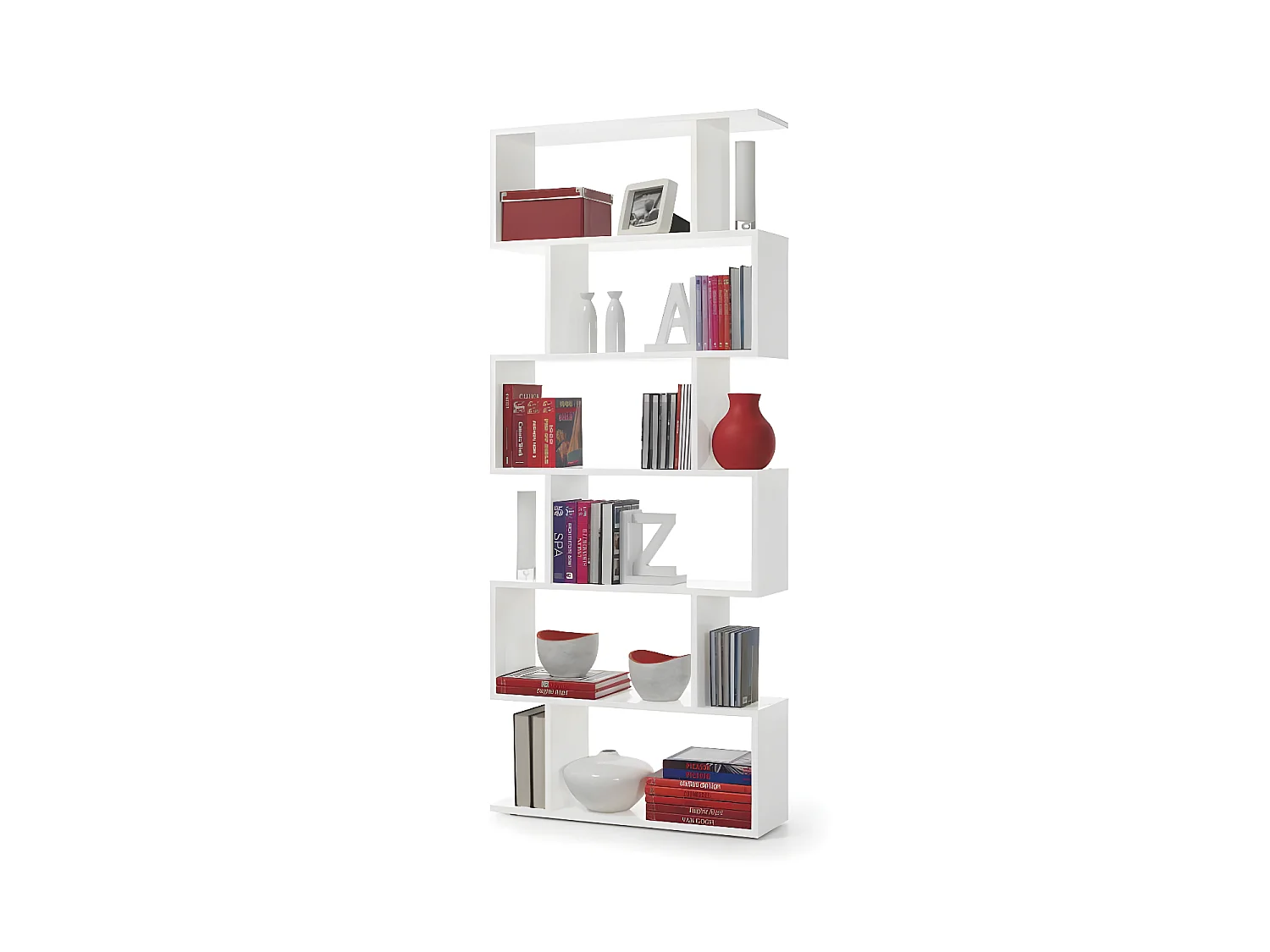 Bibliothèque 6 niveaux Blanc - TABA - L 80 x l 24 x H 192 cm