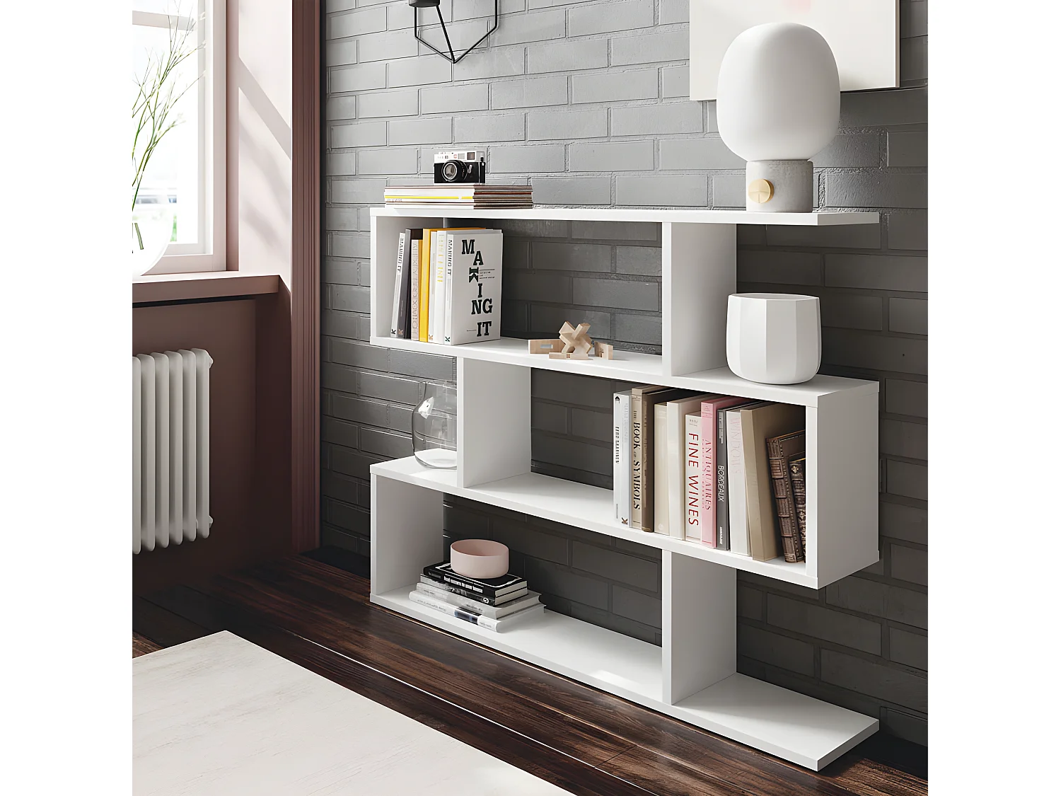 Bibliothèque 3 niveaux Blanc - TABA - L 110 x l 25 x H 97 cm