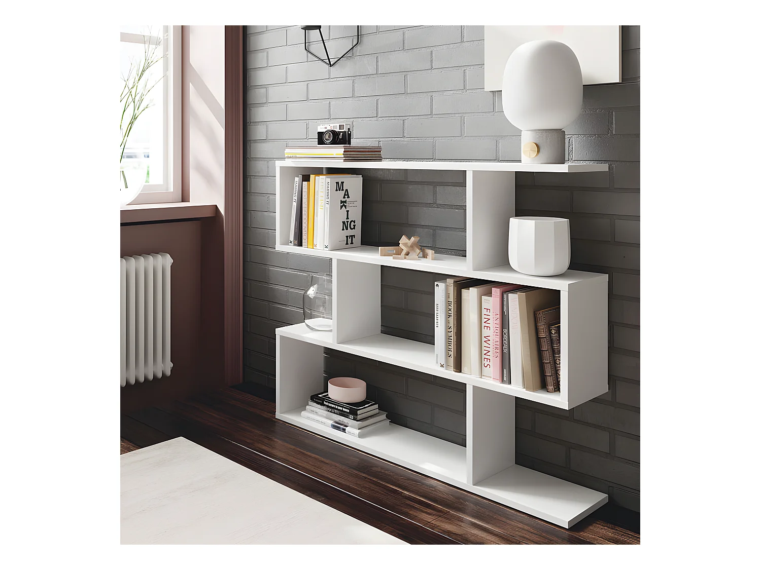 Bibliothèque 3 niveaux Blanc - TABA - L 110 x l 25 x H 97 cm