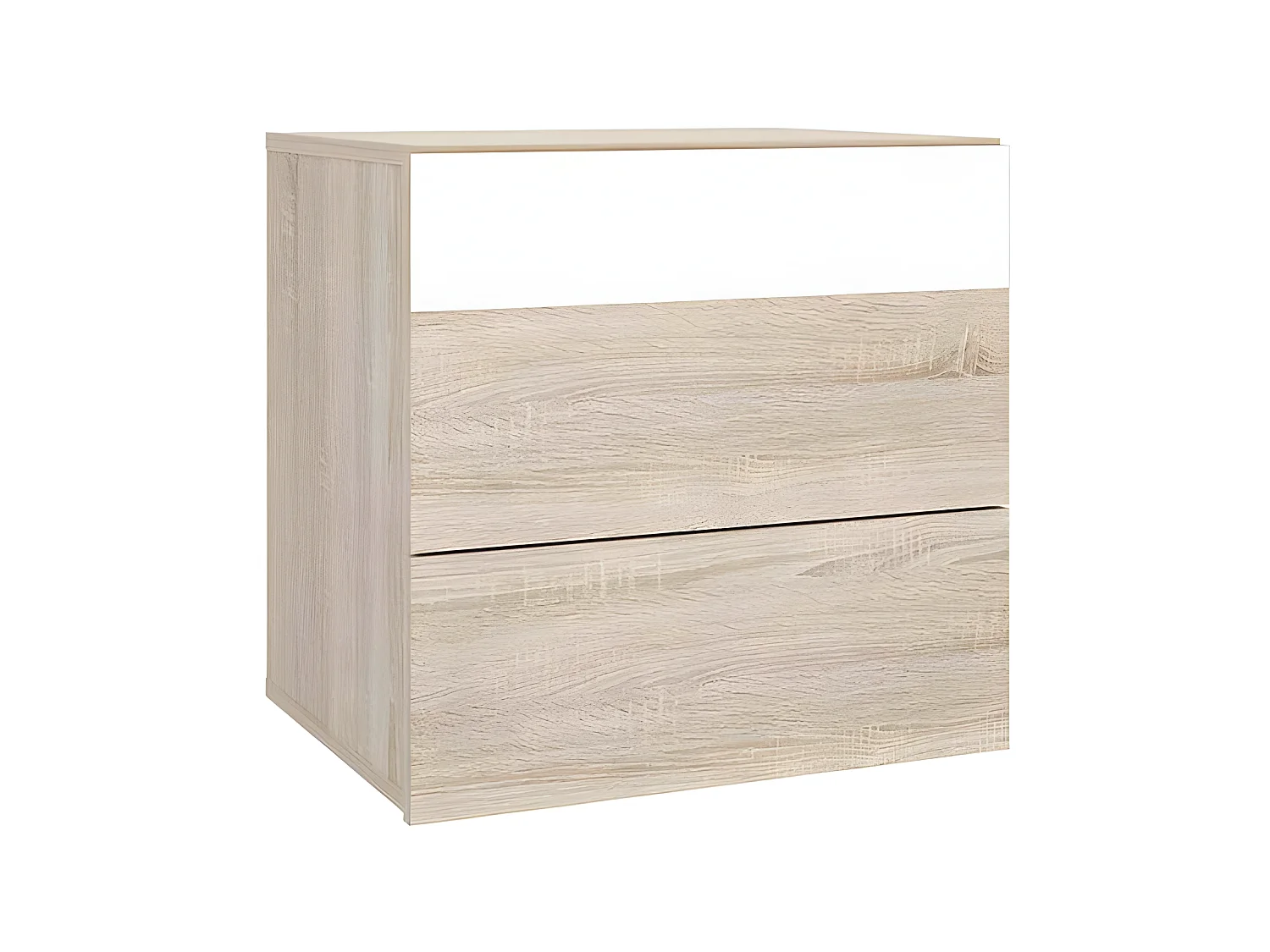 Chevet 2 tiroirs Bois/Blanc mat - OMA - L 49 x l 41 x H 49 cm