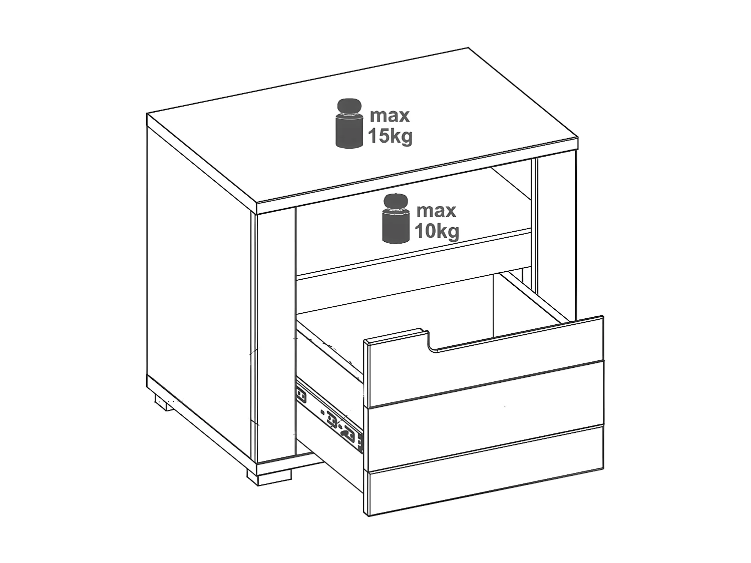 Table de chevet droite 1 tiroir Chêne/Gris - CRACOVIE - L 58 x l 39.5 x H 50.5 cm