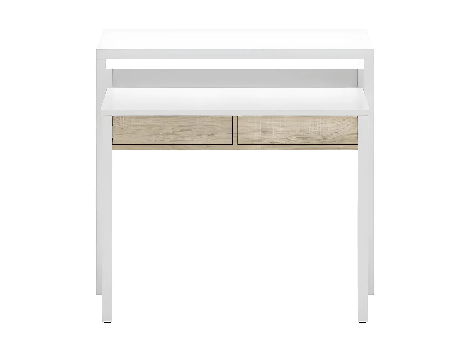 Console bureau extensible Blanc/Chêne clair - NIAL - L 99 x l 36 x H 88 cm