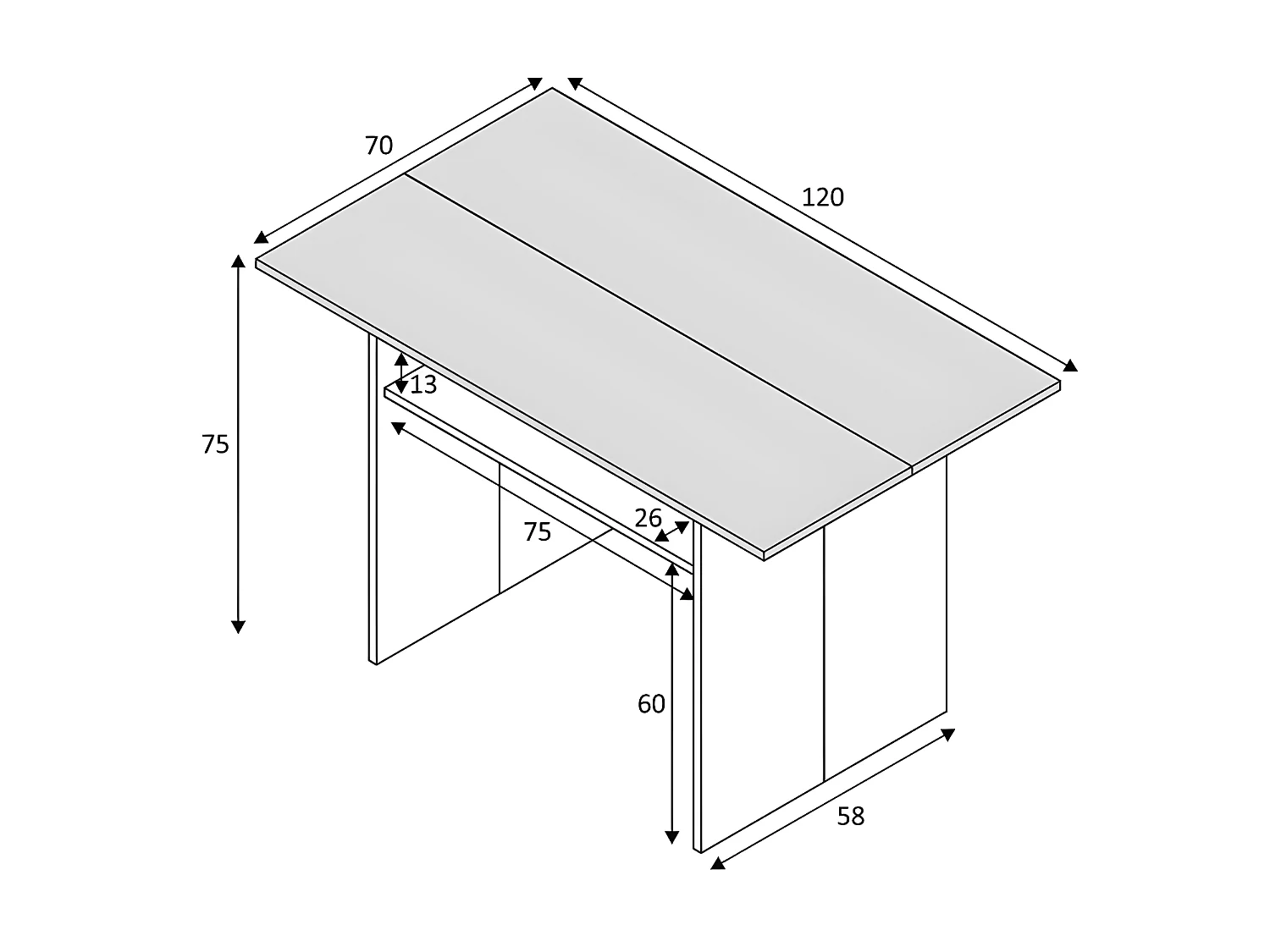 Table console extensible Blanc/Béton - TAVALA - L 120 x l 35/70 x H 77