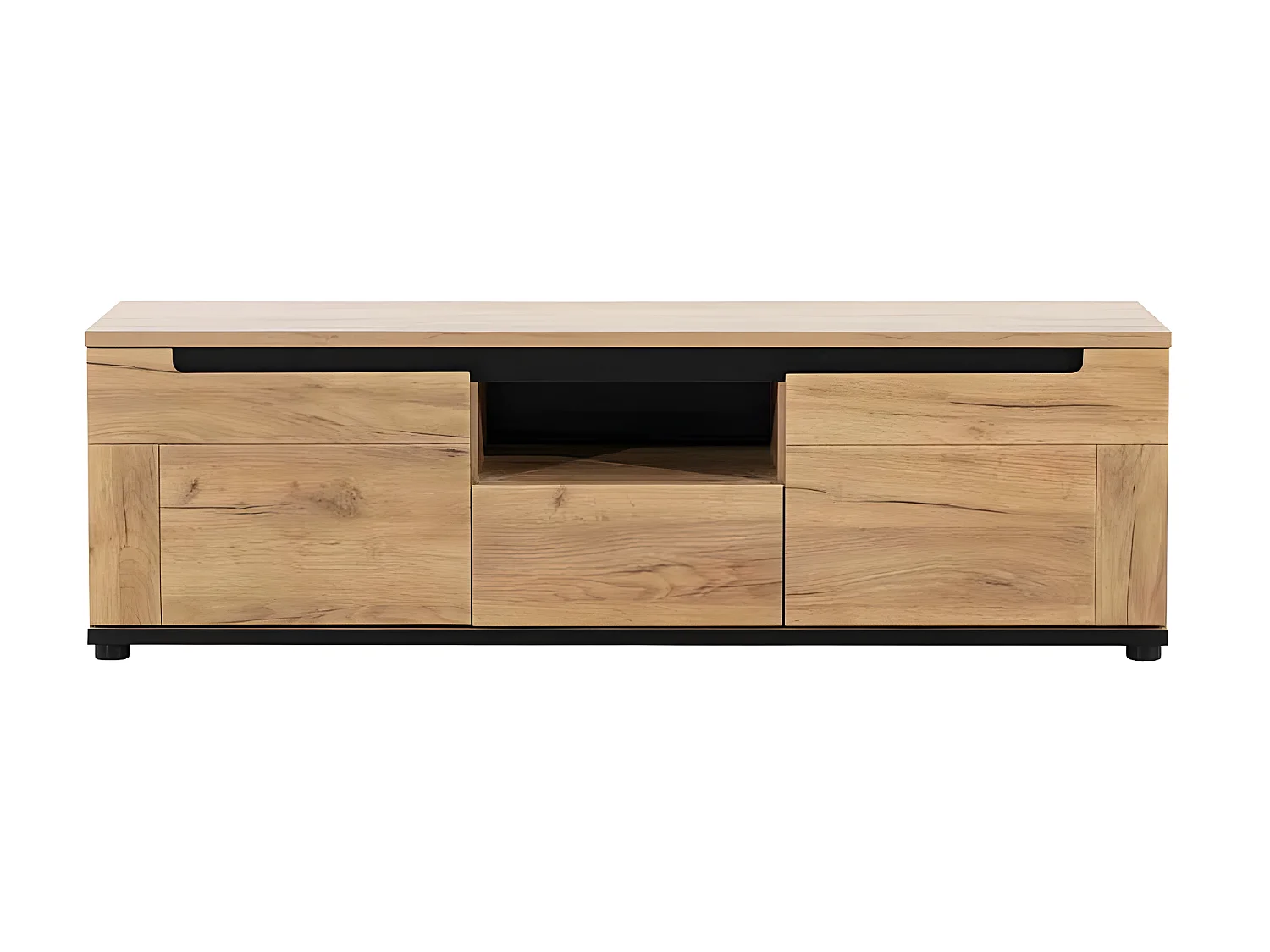 Meuble TV 2 portes 1 tiroir Chêne miel - COSPRI - L 150 x l 39.5 x H 46.5 cm