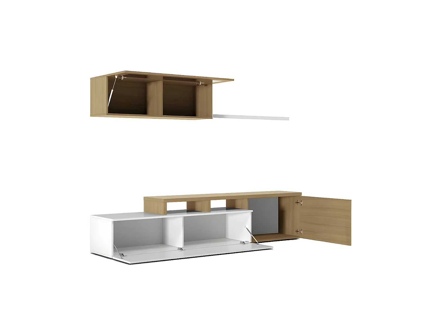 Meuble TV modulable en angle Blanc/Chêne - XUNS