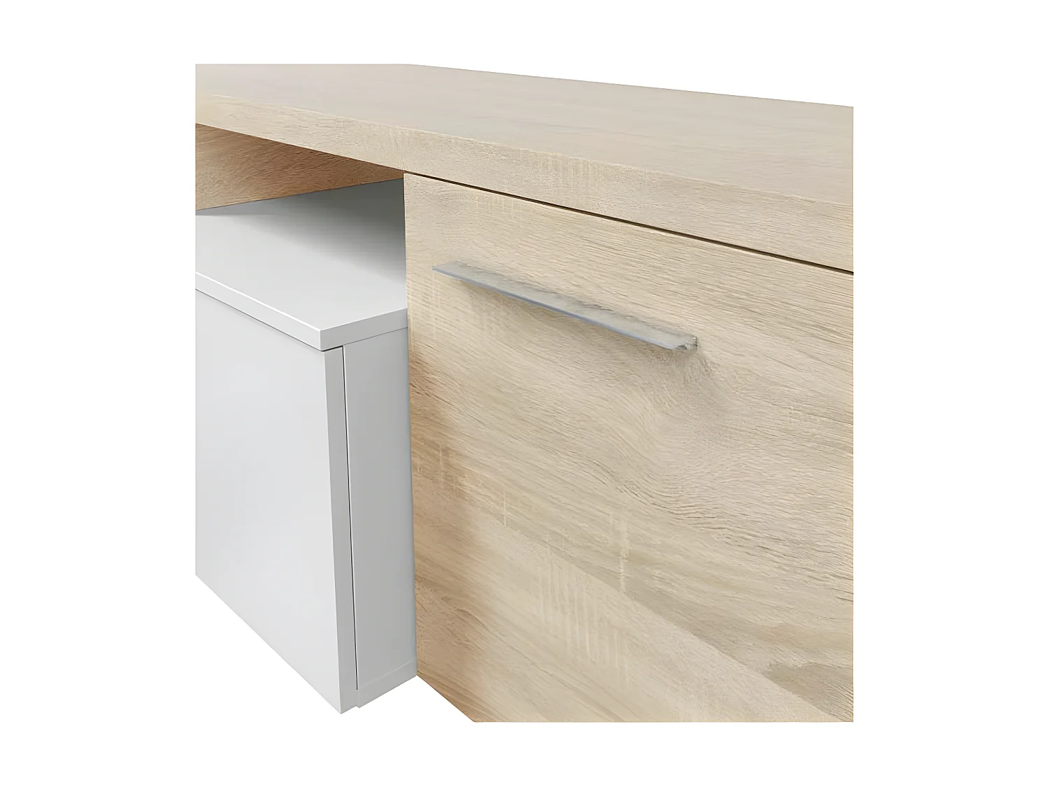 Meuble TV modulable en angle Blanc/Chêne - XUNS