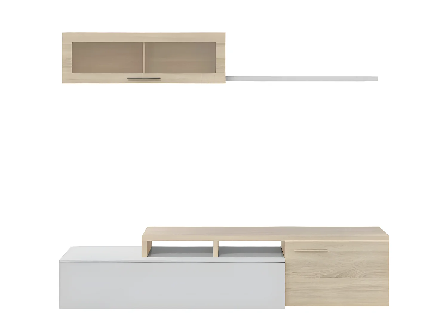 Meuble TV modulable en angle Blanc/Chêne - XUNS